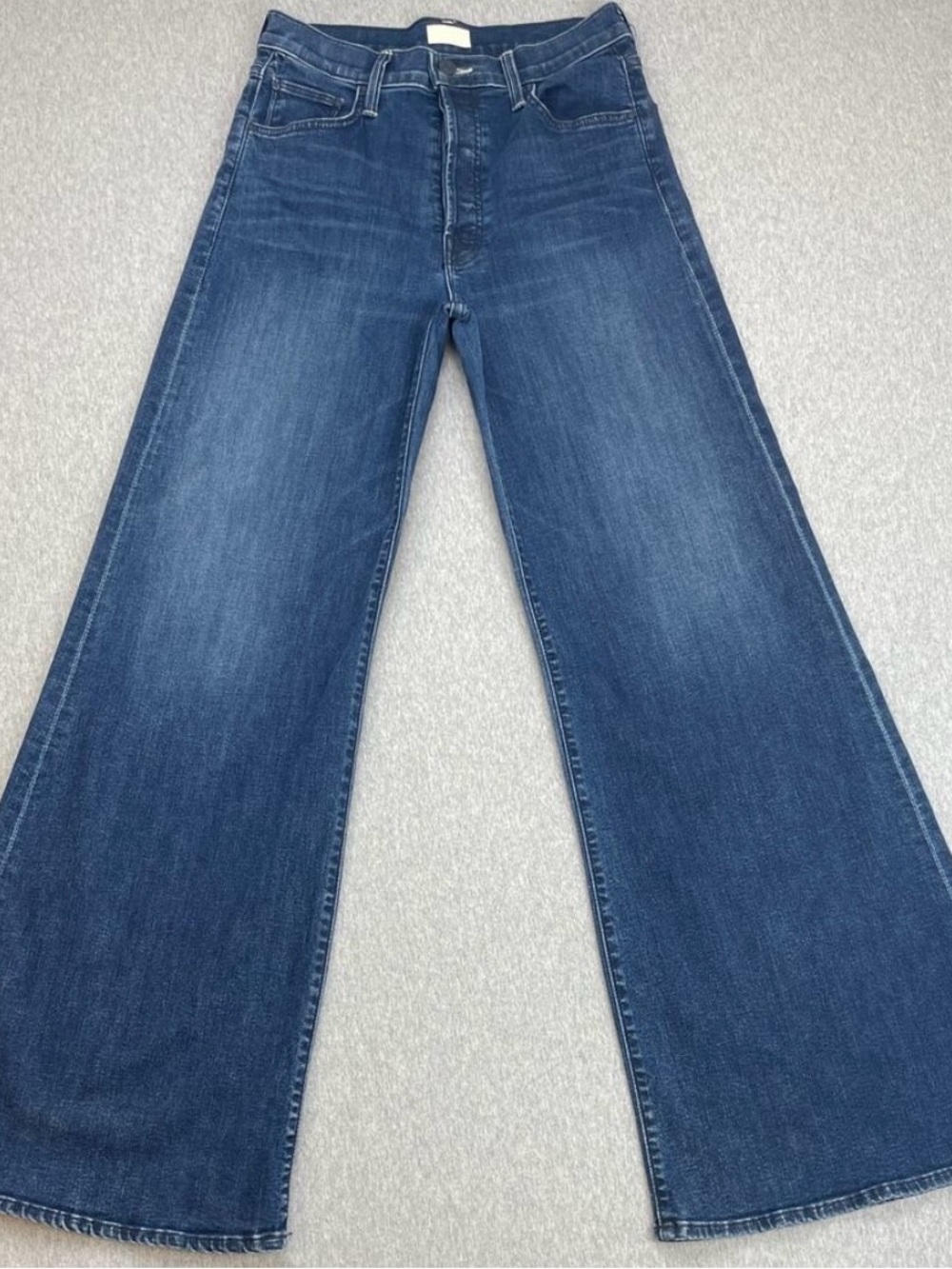 Mother Jeans Womens 28 Blue Stretch Tomcat Roller Sneak Wide Button Fly